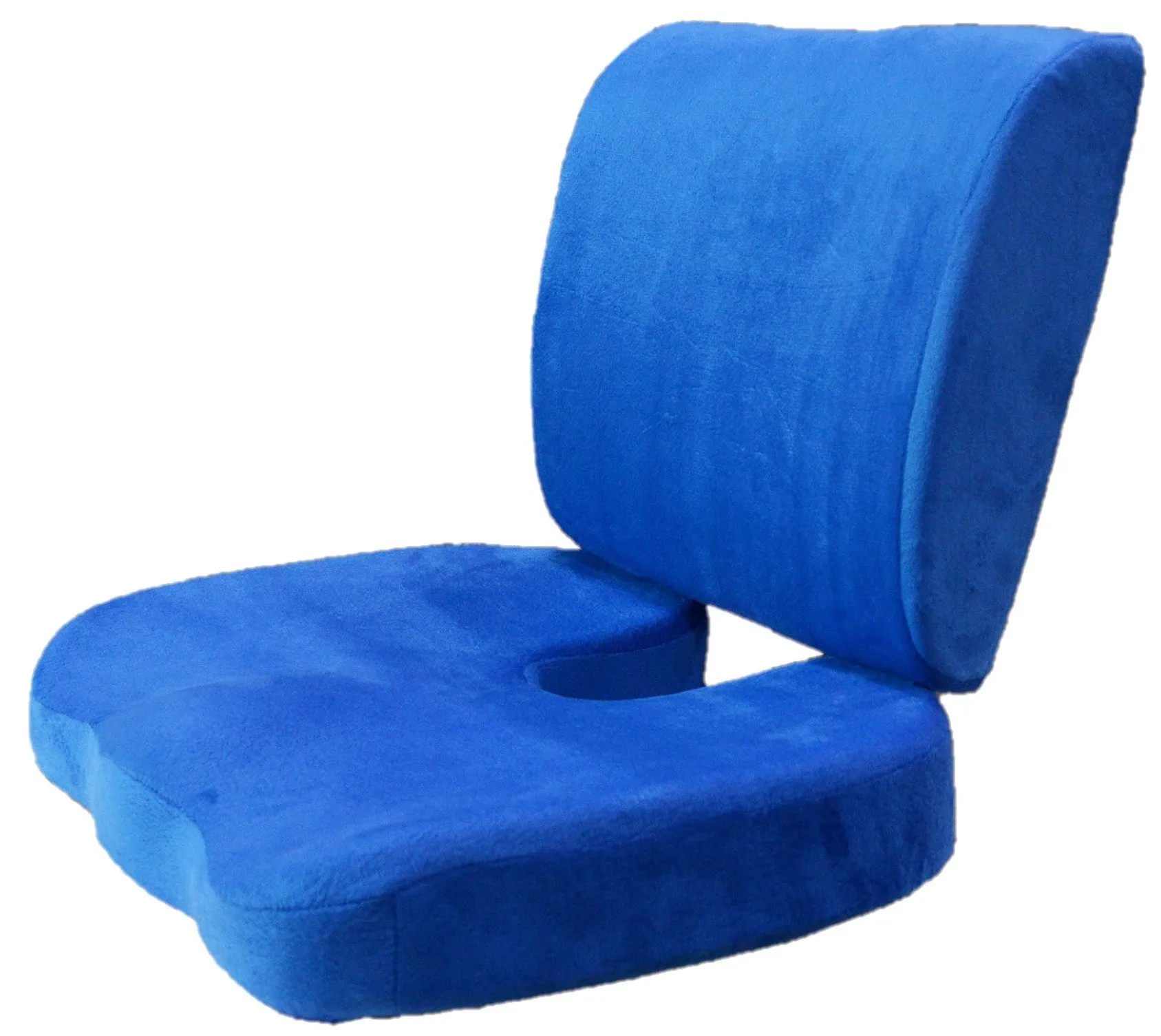 2PC SET - Premium High Resilience Memory Foam Lumbar Support Back Cushion and Coccyx Seat Cushion Pad