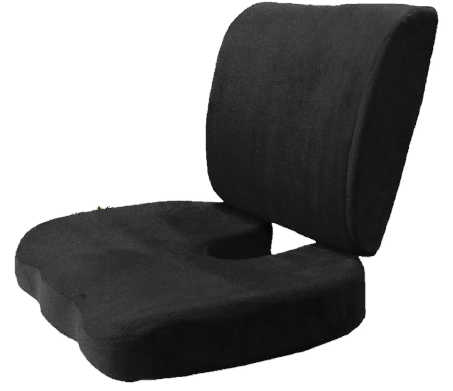2PC SET - Premium High Resilience Memory Foam Lumbar Support Back Cushion and Coccyx Seat Cushion Pad