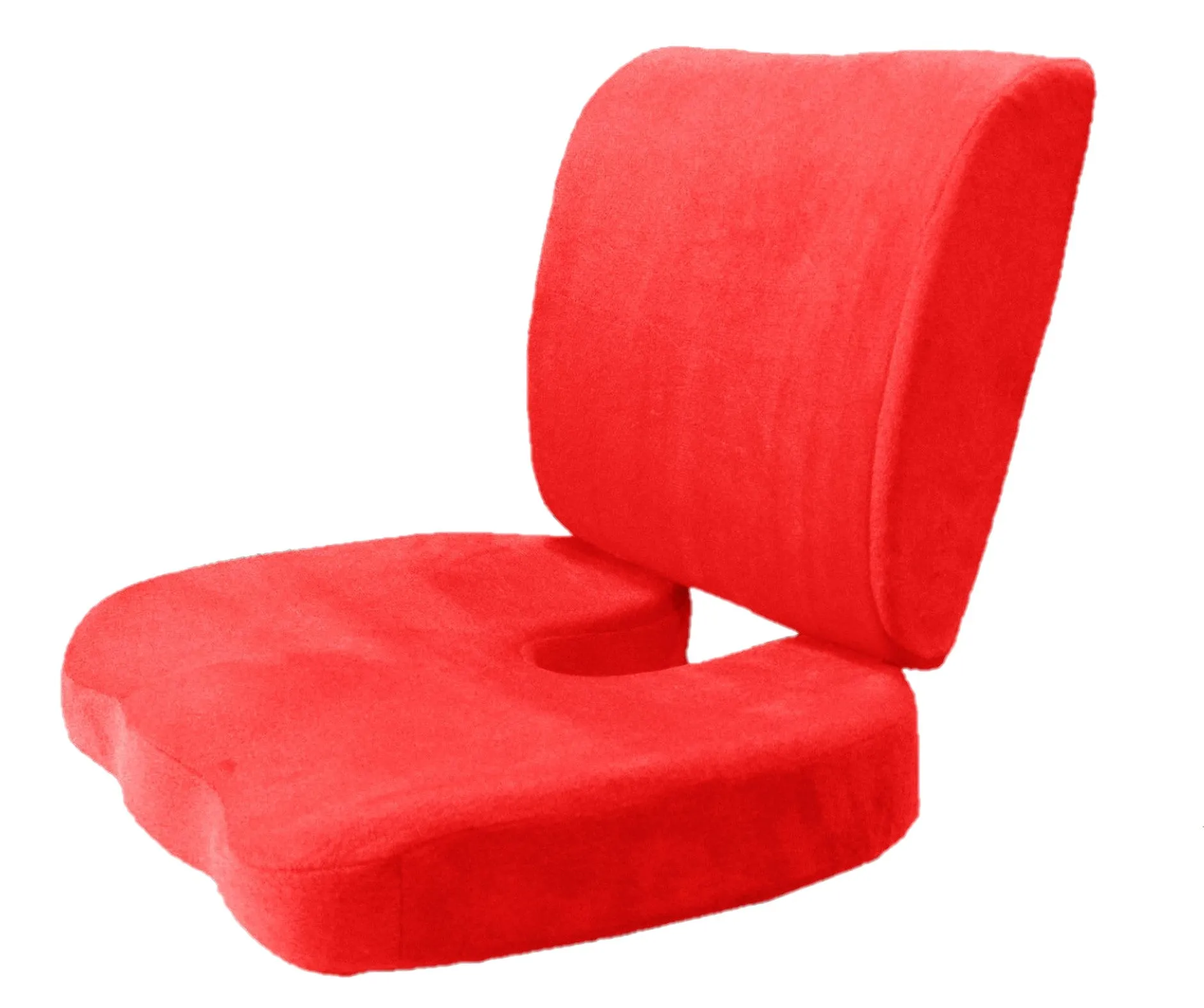 2PC SET - Premium High Resilience Memory Foam Lumbar Support Back Cushion and Coccyx Seat Cushion Pad
