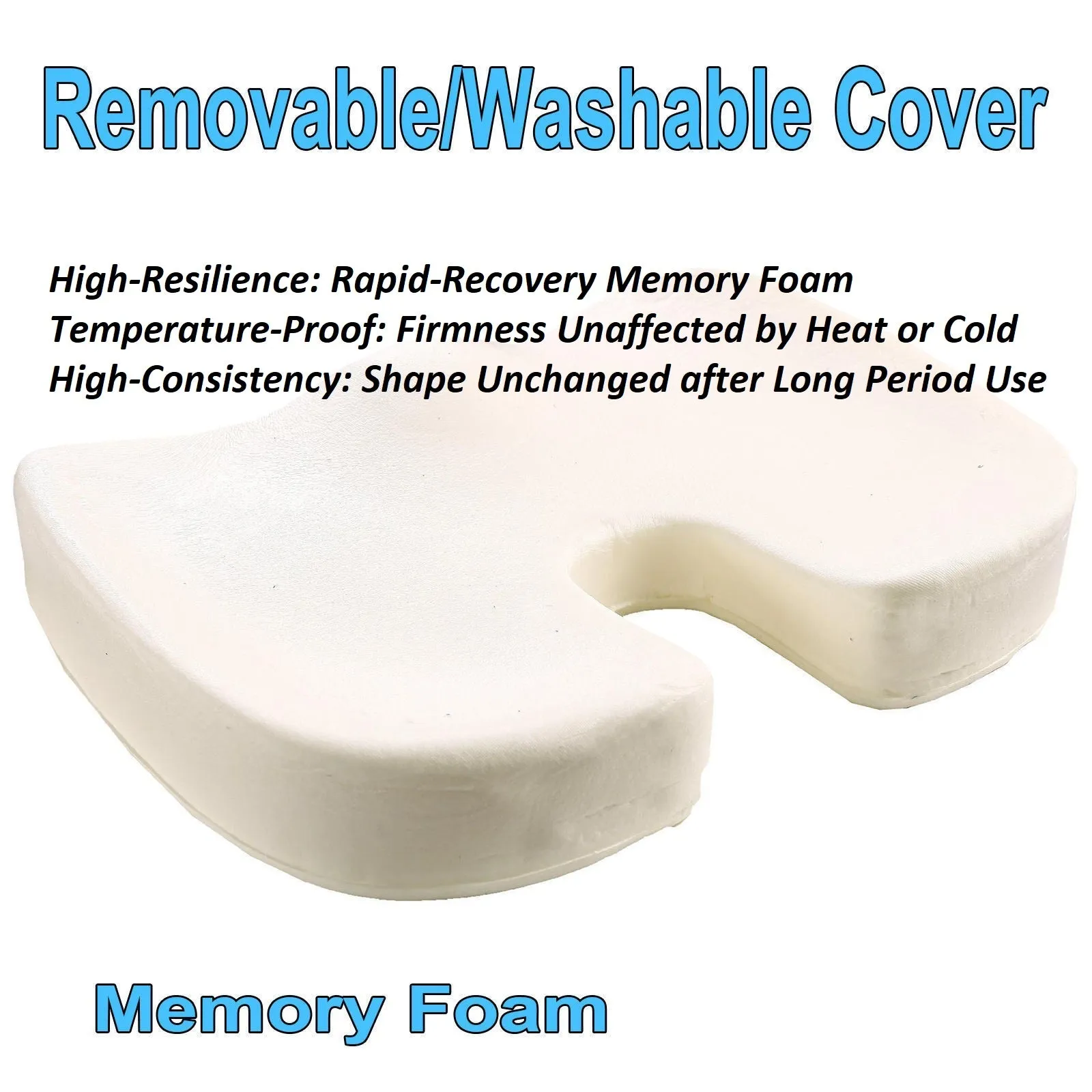 2PC SET - Premium High Resilience Memory Foam Lumbar Support Back Cushion and Coccyx Seat Cushion Pad