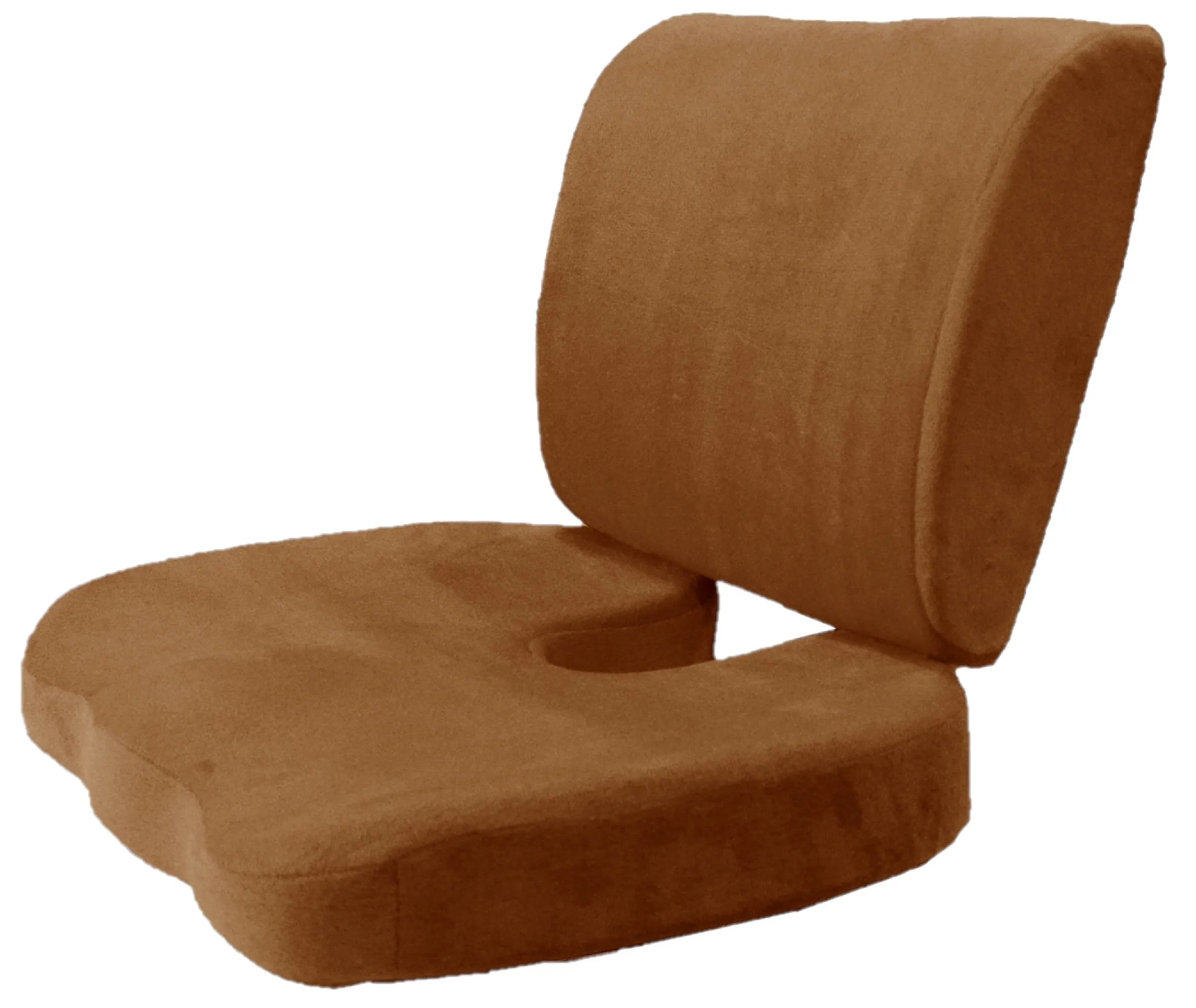 2PC SET - Premium High Resilience Memory Foam Lumbar Support Back Cushion and Coccyx Seat Cushion Pad