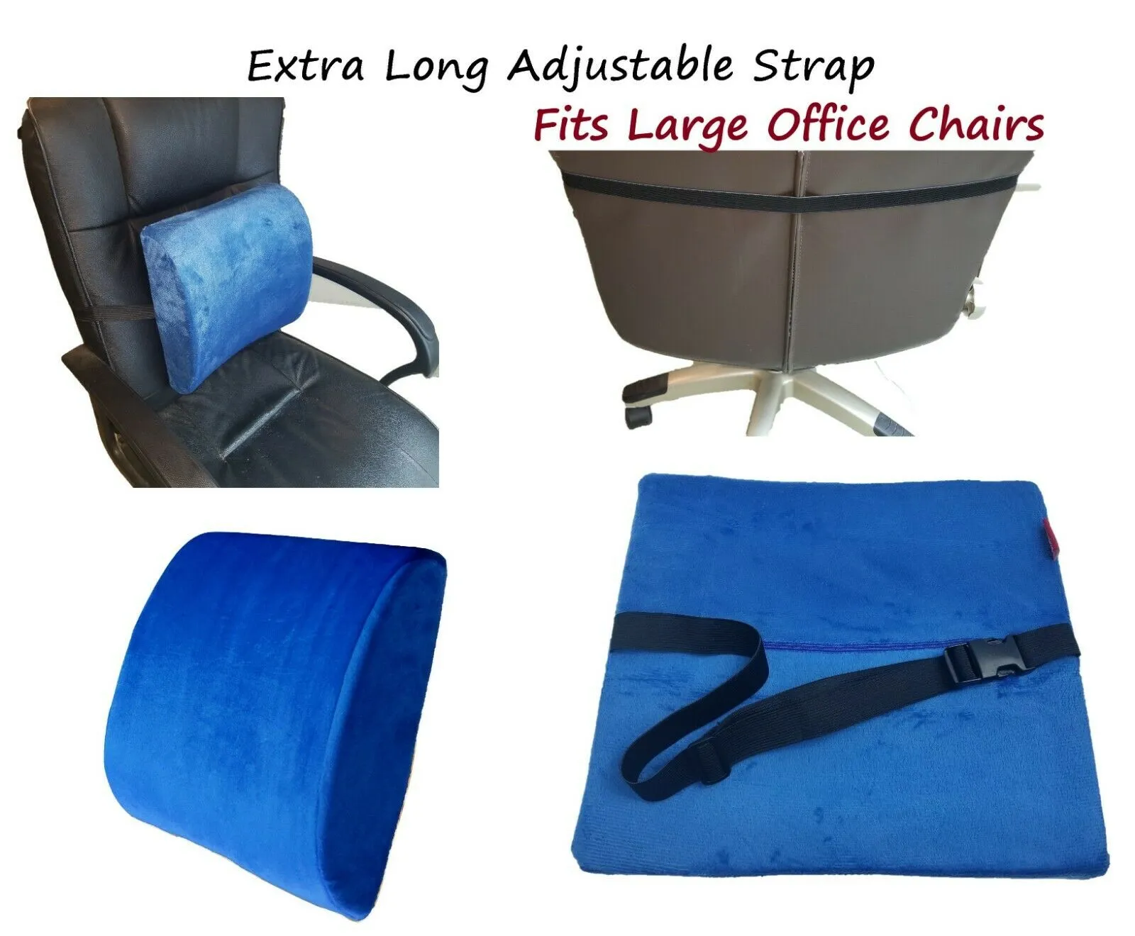 2PC SET - Premium High Resilience Memory Foam Lumbar Support Back Cushion and Coccyx Seat Cushion Pad