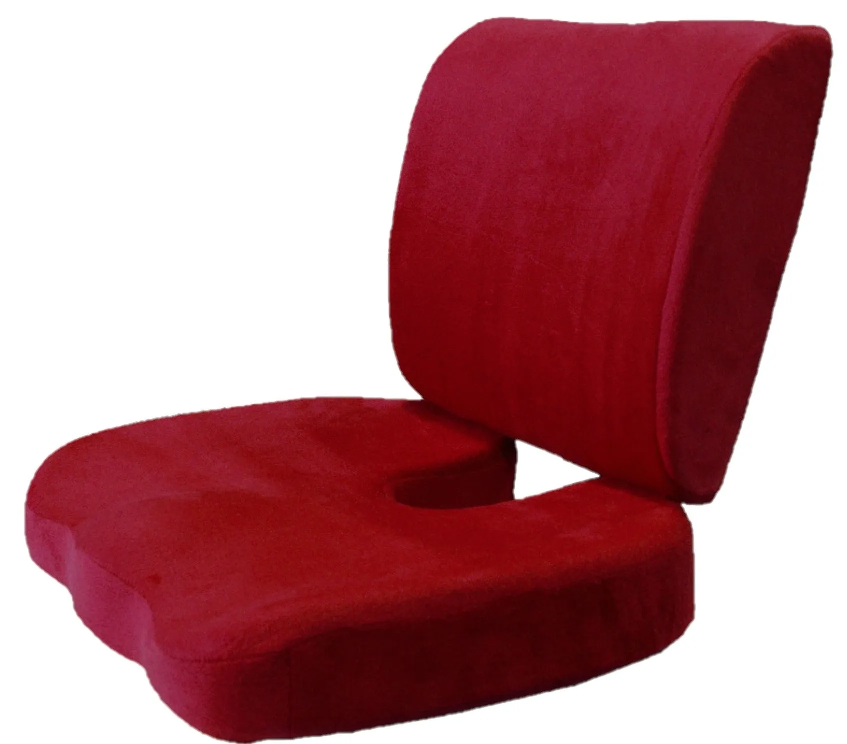 2PC SET - Premium High Resilience Memory Foam Lumbar Support Back Cushion and Coccyx Seat Cushion Pad