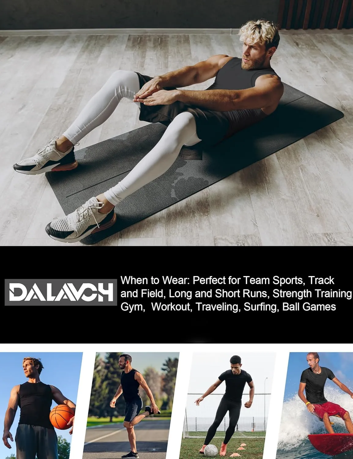 4 Pack Compression Shirts and Tank Tops Men Short Sleeve/Sleeveless Athletic Undershirt for Sport