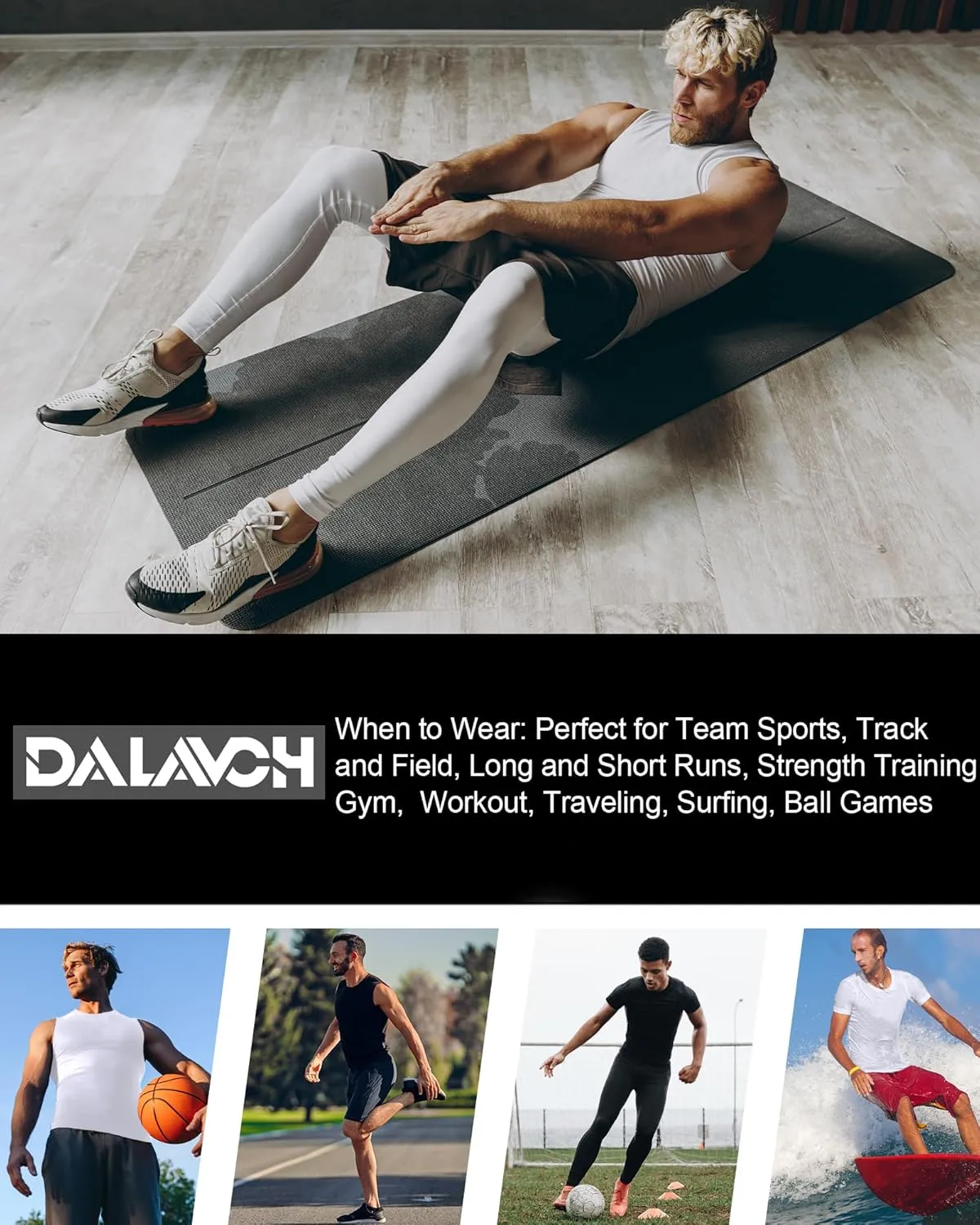 4 Pack Compression Shirts and Tank Tops Men Short Sleeve/Sleeveless Athletic Undershirt for Sport