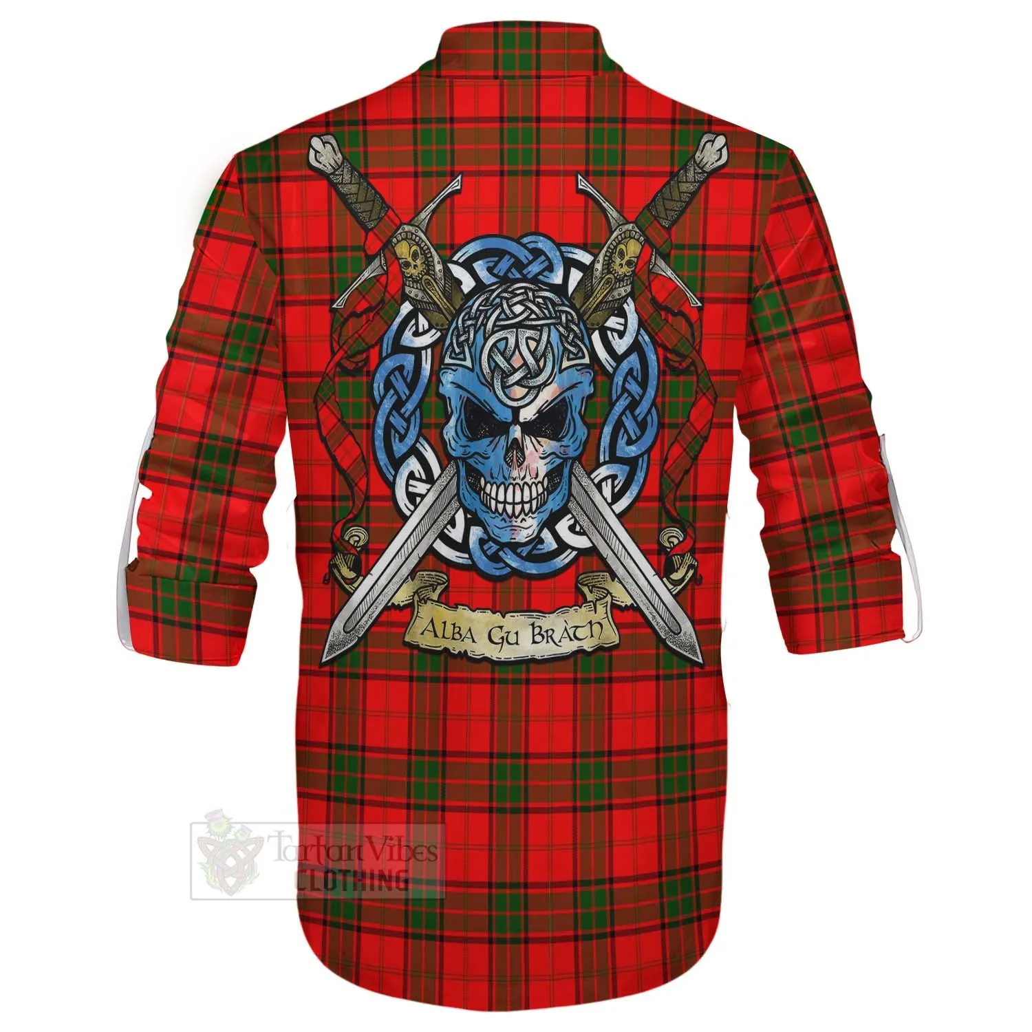 Adair Tartan Ghillie Kilt Shirt with Family Crest Celtic Skull Style