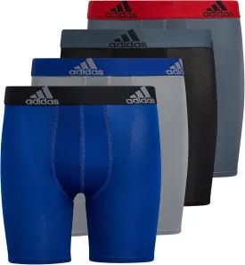adidas Boys' Athletic Fit Microfiber Long Boxer Brief Underwear Designed for Active Sport and All Day Comfort (4 Pack)