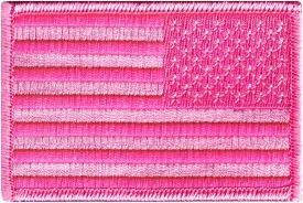 American Flag Embroidered Patch Reverse Pink USA United States America Iron-On