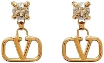 Diamond letter V earrings, fashionable women's earrings, V letter plated 18K earrings for women, light luxury s925 silver needle earrings with jewelry box