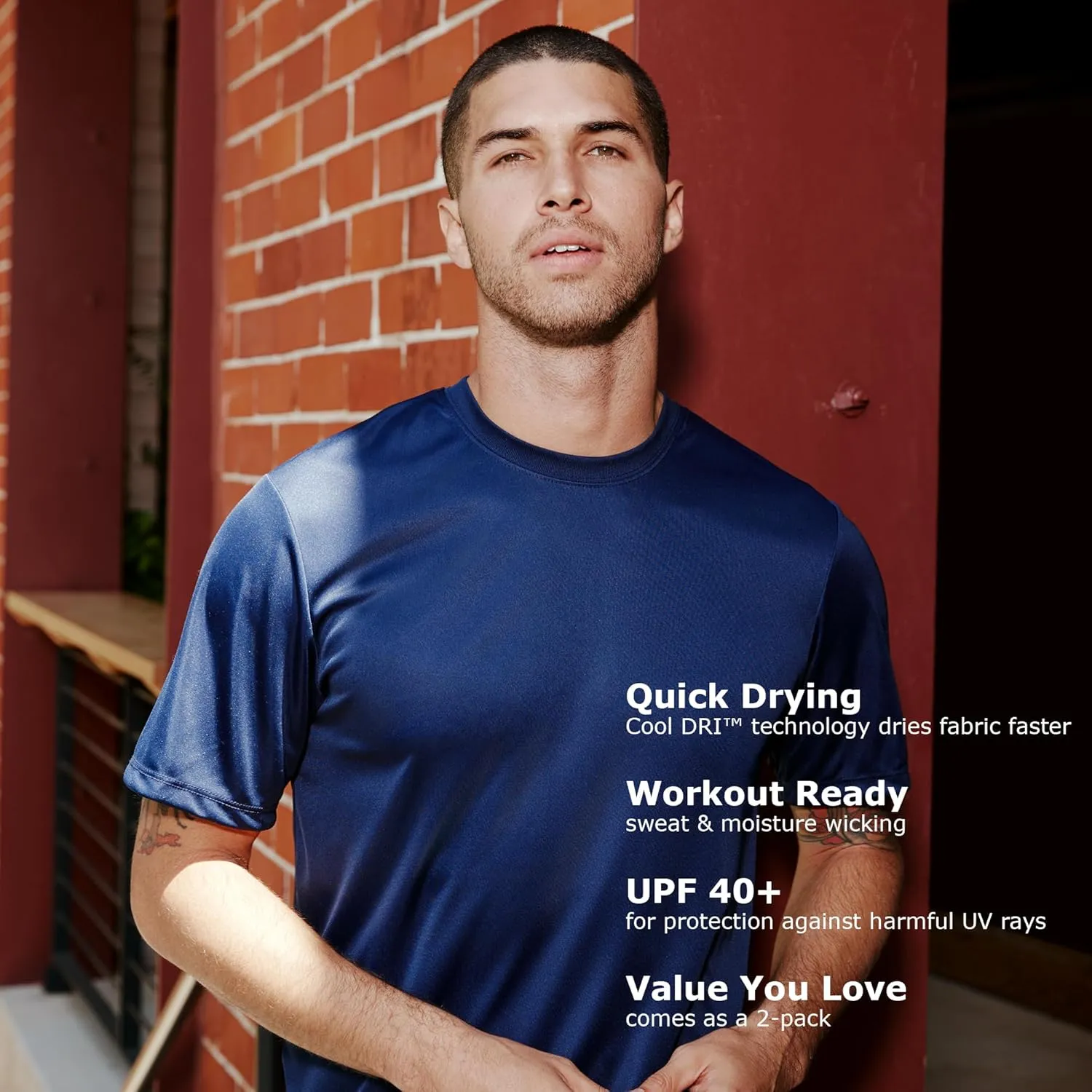 Hanes Men's Cool Dri Performance T-Shirt, Moisture-Wicking Short Sleeve Tee, 40  UPF Protection, 2 Or 5 Pack