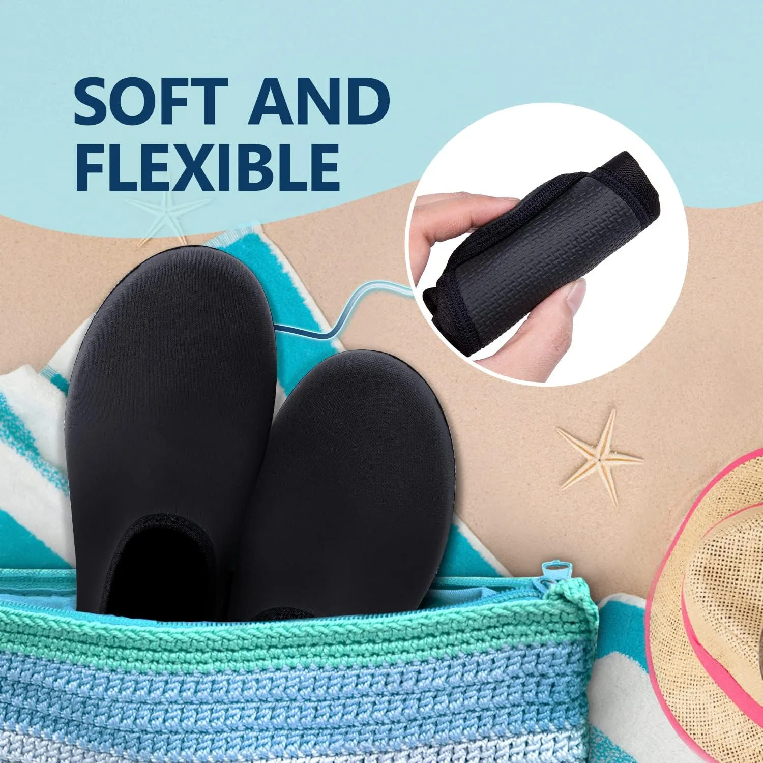 JACKSHIBO Water Shoes for Women Men Swim Shoes Water Socks for Cruise Essentials Swimming Aqua Beach Pool Yoga Surf