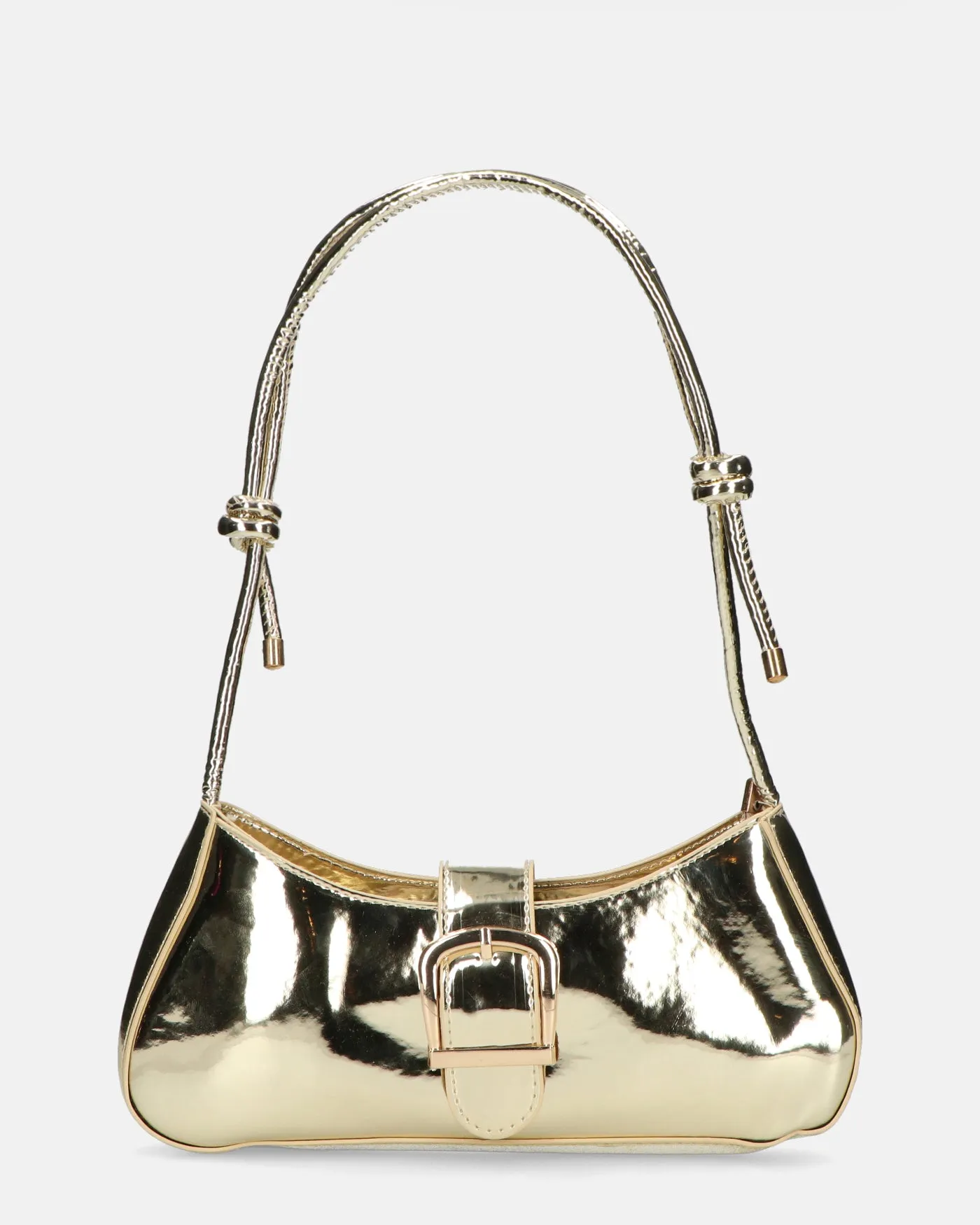 LUKA - borsetta in glassy oro con chiusura magnetica e tracolla regolabile