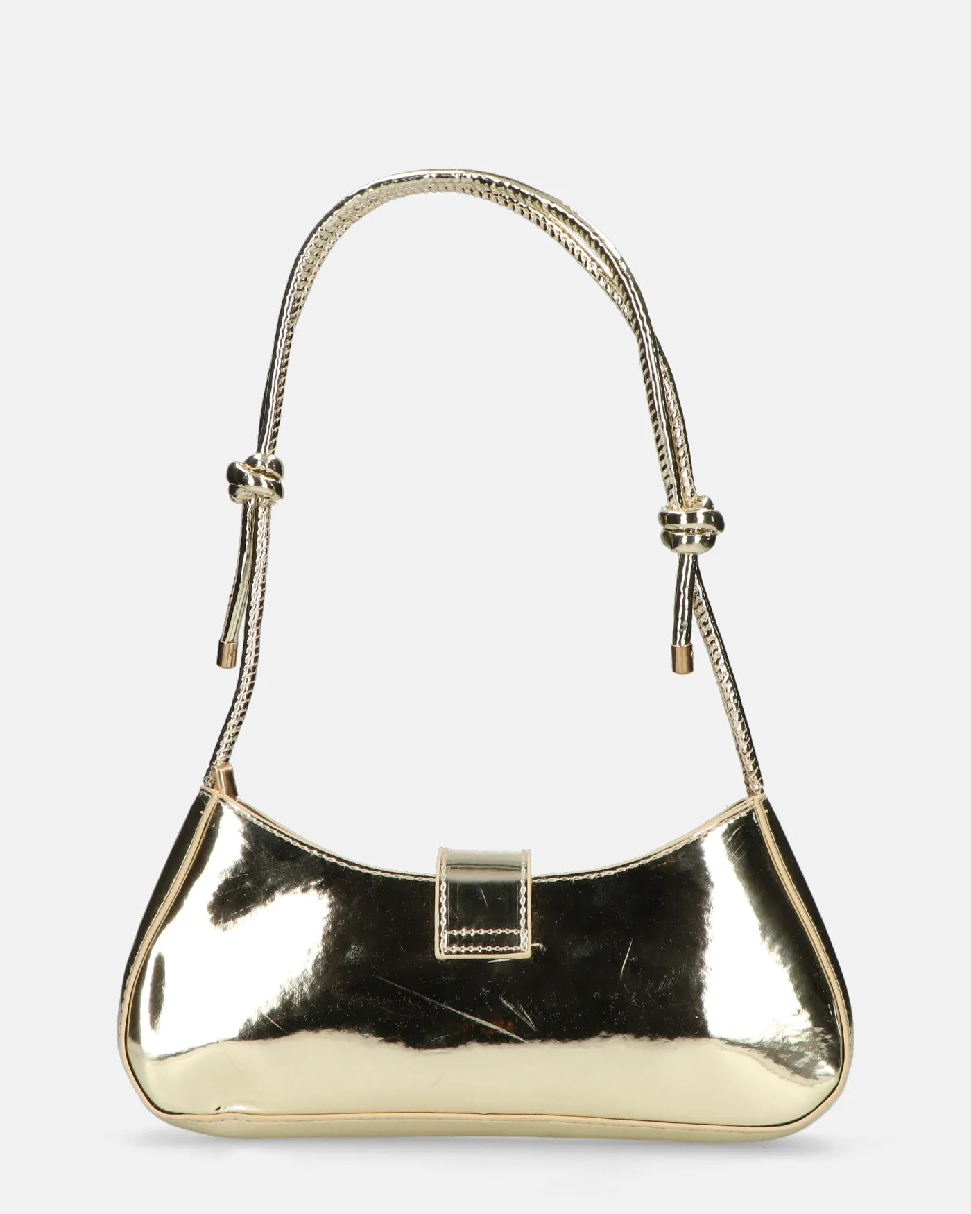 LUKA - borsetta in glassy oro con chiusura magnetica e tracolla regolabile