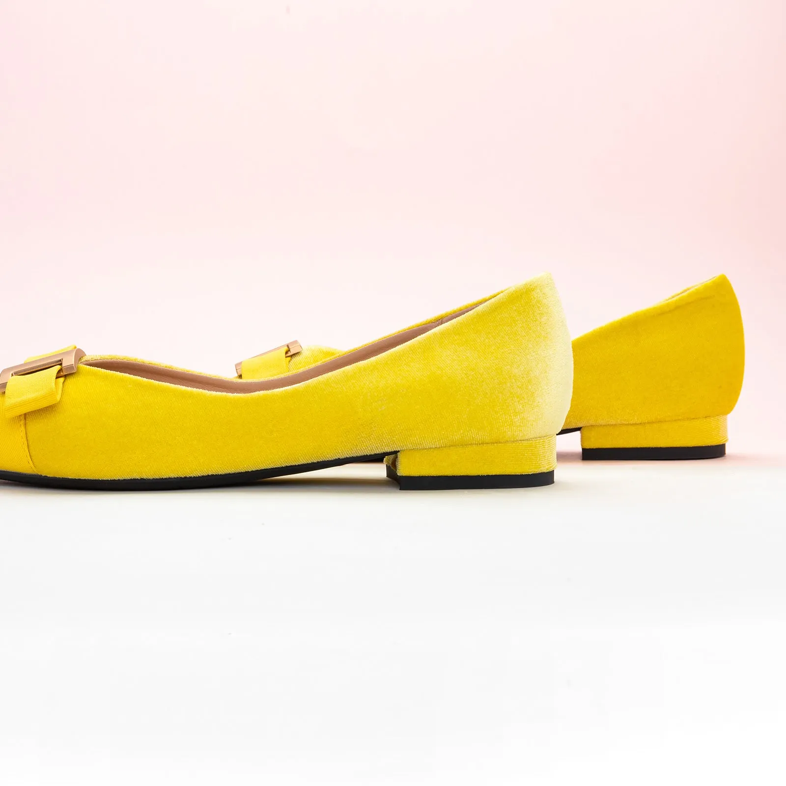 Metal Tie Velvet Flats (Aida)