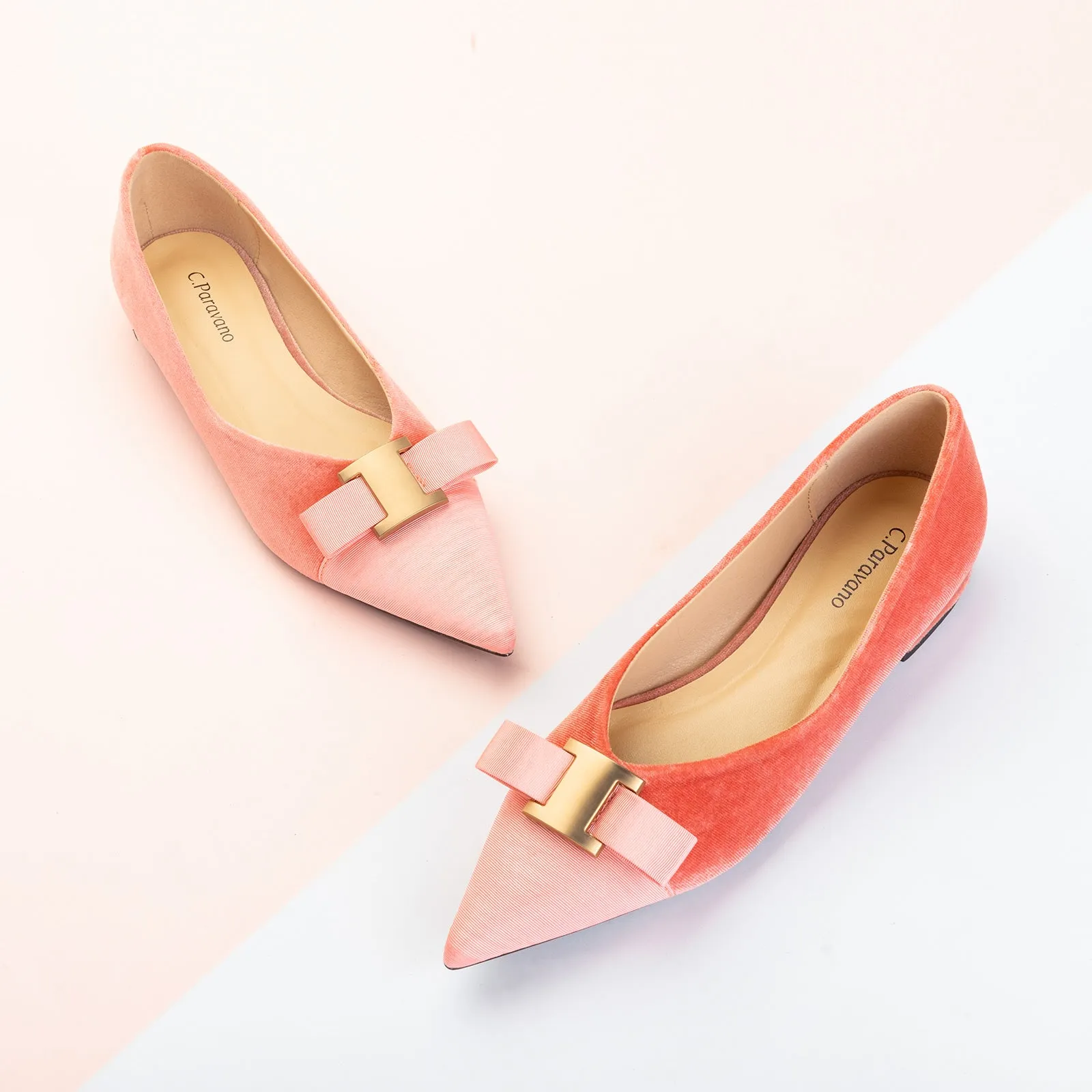 Metal Tie Velvet Flats (Aida)