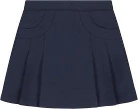 Nautica Girls' School Uniform Pleated Pull-on Scooter Skirt with Undershorts, Knit Waistband & Functional Pockets