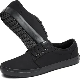 Non Slip Work Shoes for Men & Women Food Service, Unisex Black Casual Stain & Oil Slip Resistant Restaurant Server Sneakers, Comfortable Water Resistant Culinary Chef Kitchen Cook Shoes