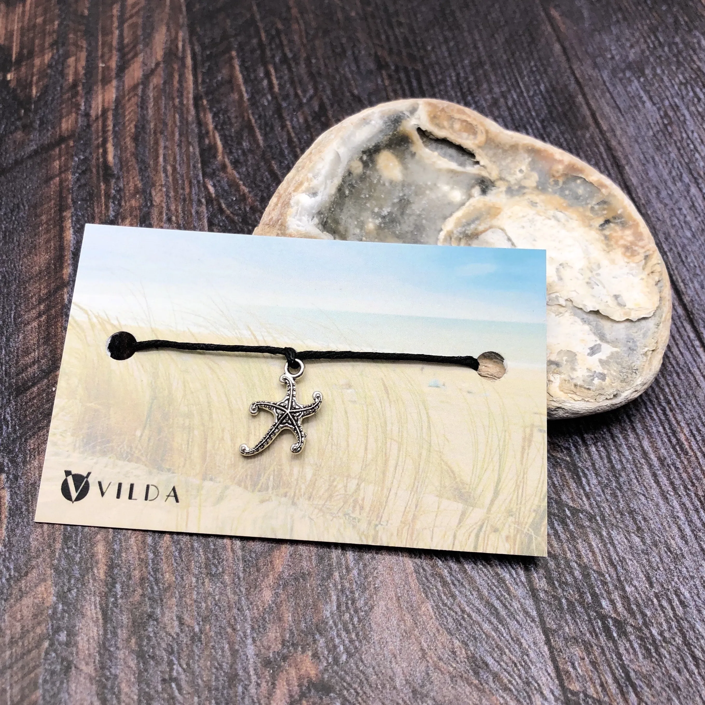 Starfish Charm Hemp Wish Bracelet - Choice of Card