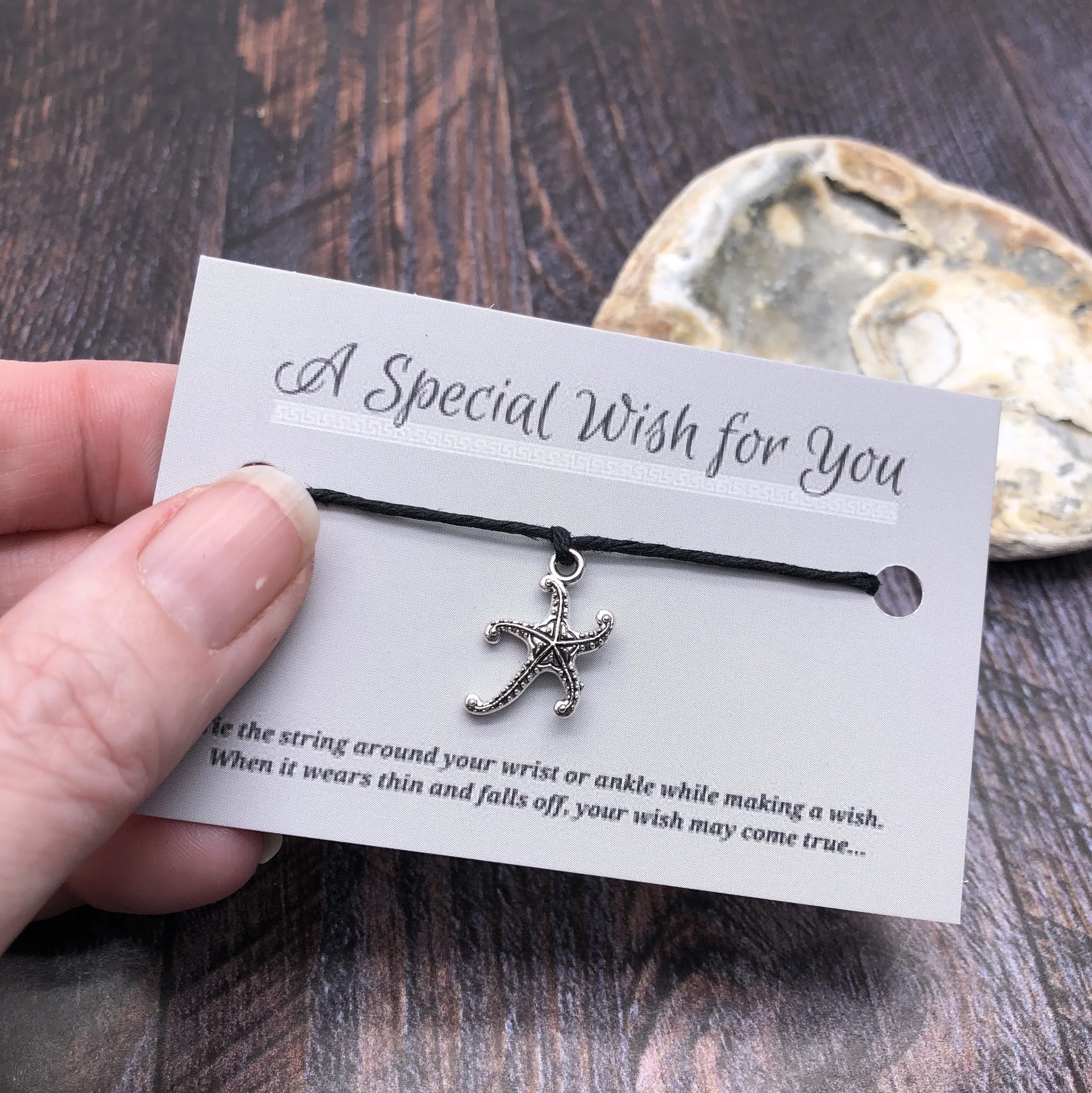 Starfish Charm Hemp Wish Bracelet - Choice of Card