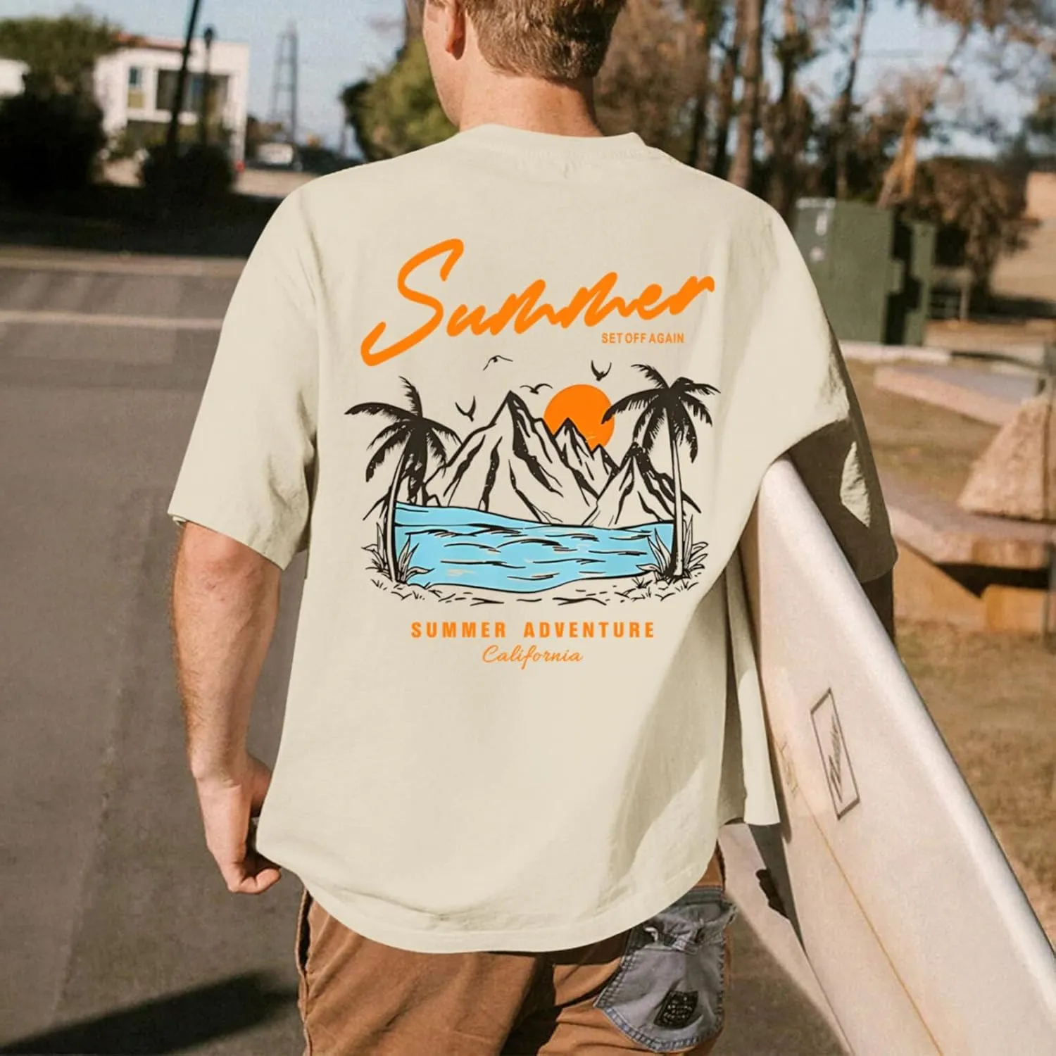 Tuislay Mens Graphic t-Shirts Casual Oversized Letter Print Beach Shirts Baggy Cotton Short Sleeve Tshirt Summer tee Top